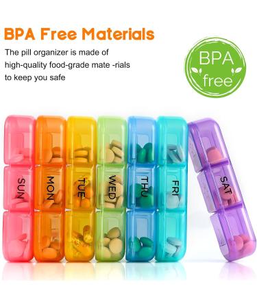 3-Times a Day Vibrant Pill Organizer | 7-Day Travel Pill Case | Food Grade High Capacity & Compact Design for Supplements Vitamins & Medications - Buy Online on GoSupps.com