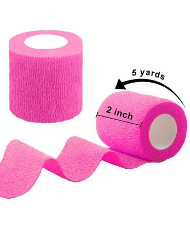 BQTQ 8 Rolls Neon Pink Cohesive Bandage 2 Inch - Self Adherent Sport Wrap Tape for Ankle Sprains - Stretch Bandage Wrap for Humans and Animals - Buy Online on GoSupps.com