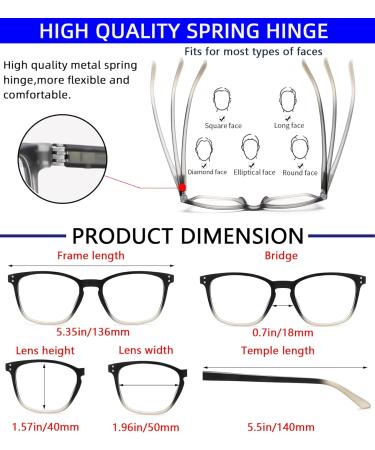 4 Pack Reading Glasses for Men - Blue Light Blocking Spring Hinge Anti Glare Lightweight 2.75 Readers (Crystal Grey/Brown Tortoise/Red/Black Tortoise - Buy Online on GoSupps.com