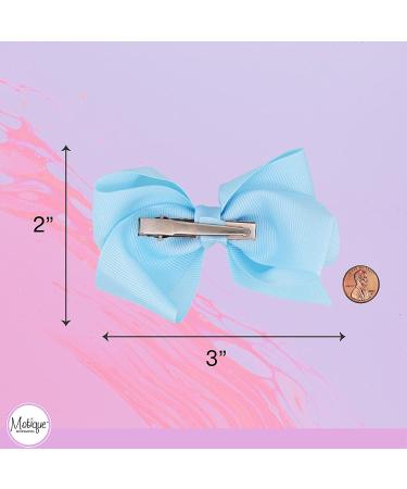 Set of 2 Sky Blue 3 Inch Grosgrain Bows for Little Girls | Hair Accessories - Buy Online on GoSupps.com