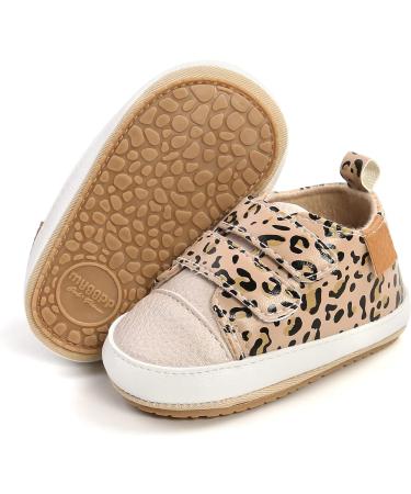 MK Matt Keely Baby Girl First Walking Shoes | Anti-Slip Soft PU Leather Sneakers | Infant Toddler 12-18 Months | Leopard Print - Buy Online on GoSupps.com