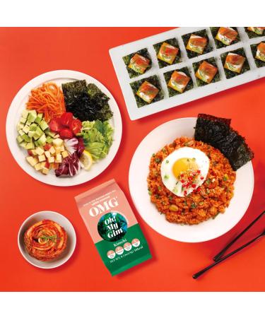 Koreafood OMG OH My Gim Seaweed Snacks - Vegan Sea Salt & Green Tea 16 Pack | Dried Nori & Algae Chips | Authentic Korean Food - Buy Online on GoSupps.com