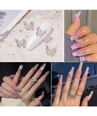 20PCS Silver Shiny 3D Butterfly Nail Charms | Rhinestone Metal Nail Art Gems for Women | Luxury DIY Nail Decoration - Buy Online on GoSupps.com