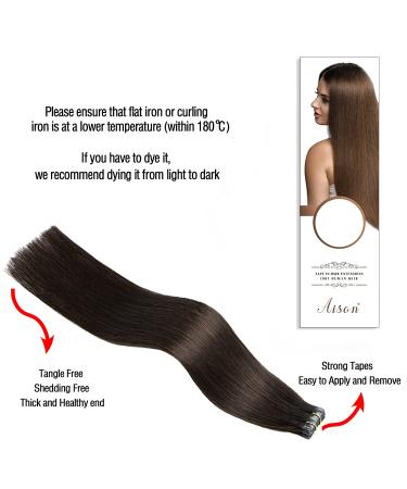 Tape in Hair Extensions 18 Inch 2 Dark Brown 100% Remy Human Hair 20 Pcs Package - Silky Straight for Fashion Women - Buy Online on GoSupps.com