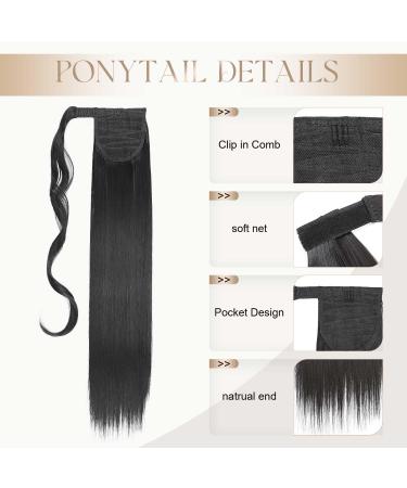 Natural Black S-Noilite Clip-in Hair Extensions | 66cm Ponytail Wrap | Realistic Braided Look in Various Colors - International Shipping - Buy Online on GoSupps.com