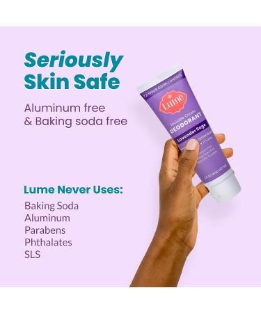 Lume Deodorant Cream Bundle - Aluminum and Baking Soda Free, Hypoallergenic Formula for Underarms and Private Parts, Lavender Sage Scent - Travel Tube Included - Buy Online on GoSupps.com