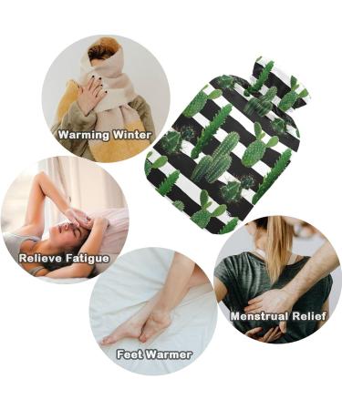 NAANLE 1L Striped Cactus Transparent Hot Water Bottle with Lid | Menstrual Cramps Relief & Heat Therapy - Buy Online on GoSupps.com