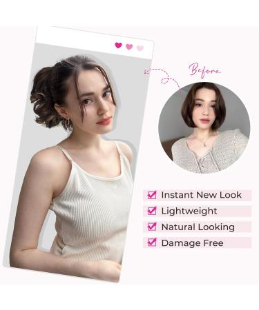 Reecho 23cm Ponytail Hair Extension - Short Curly Wavy Clip Hairpiece in Dark Ash Blonde with Golden Ends - Buy Online on GoSupps.com