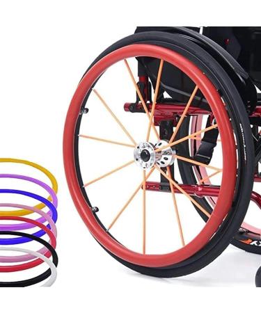 Wheelchair Push Rim Covers-22/24in Silicone Wheelchair Push Rings Wheelchair Rear Wheel Grips Cover Non-Slip Wear-Resistant Improve Grip and Traction-24in-Red Red 24in