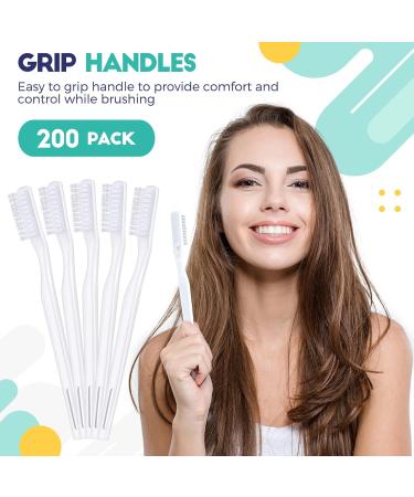 200 Pack Individually Wrapped Disposable Travel Toothbrushes - Soft Bristle Adult Toothbrushes for Hotels - White - Buy Online on GoSupps.com