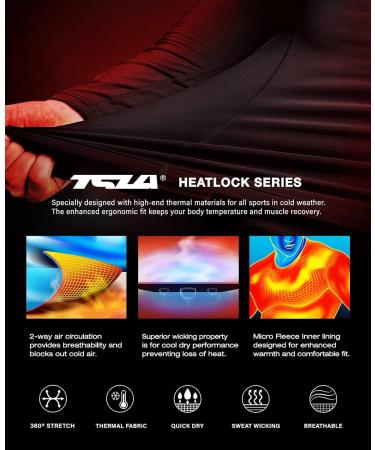 TSLA Men's Thermal Long Sleeve Compression Shirt Mock Neck Black Large - 1 or 2 Pack - Buy Online on GoSupps.com
