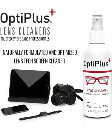 OptiPlus Lens Cleaning Spray & Premium Microfiber Cloth | Streak-Free Cleaner for Glasses Screens & More - 4oz - Buy Online on GoSupps.com