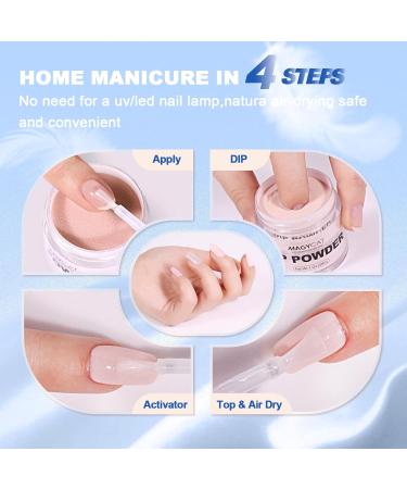 Dip Powder Nail Kit Starter - 4 Colors Stay Navy Blue Dipping Powder Set | DIY Nail Dip Art Kit with Base Activator Top Coat & Brush Saver - Buy Online on GoSupps.com