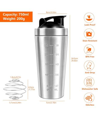 Joligaea Stainless Steel Protein Shaker 750ml - Optimal for Diet & Fitness Shakes with Scale | Sport Fitness Accessory - Buy Online on GoSupps.com