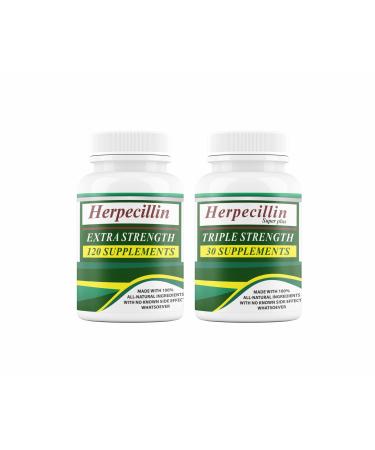 Herpecillin & Herpecillin Super Plus Cold Sore Genital & Shingles Outbreak Symptom Immune Support Product for Men & Women. Designed to Be Taken Before Your Next Outbreak Occurs. 150 Supplements