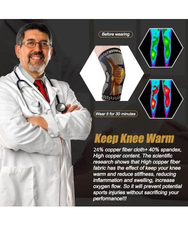 NEENCA Copper Knee Support Brace(Pair) Professional Knee Sleeves with Copper Ions Infused Fiber Technology Premium Compression Support for Knee Pain Sports Arthritis ACL Joint Pain Relief XXL Copper - Buy Online on GoSupps.com