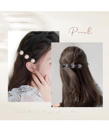 4PCS Sparkling Crystal Stone Braided Hair Clips with Pearl Shaped Duckbill Clip for Women/Girls - Buy Online on GoSupps.com