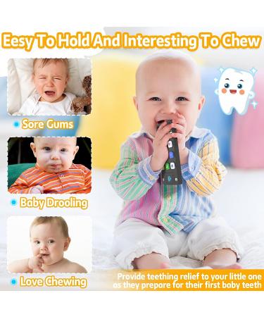 Scuwtocn Silicone Phone Teether for Baby 0-12 Months - Black Pretend Play Teething Toy - Buy Online on GoSupps.com