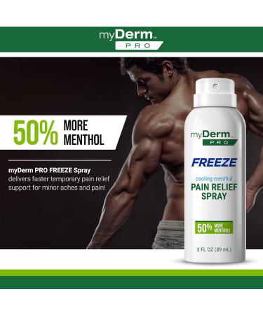 Myderm PRO Freeze Spray 3 oz - 15.75% Menthol - Temporary Pain Relief for Lower Back and Joint Pain - Buy Online on GoSupps.com