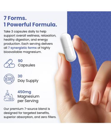 Magnesium Complex for Sleep Relaxation Digestion & Calm Magnesium Glycinate Citrate Bisglycinate Carbonate Malate Orotate Taurate + Humic/Fulvic for High Absorption - 90 ct. - Buy Online on GoSupps.com