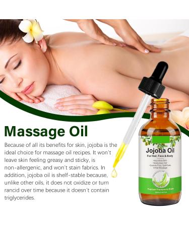AIQIUSHA Organic Jojoba Oil 60ML - 100% Pure Cold Pressed Carrier Oil for Skin Hair Growth Frizz Control & DIY Beauty - Buy Online on GoSupps.com