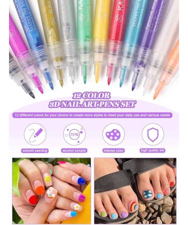 12 Color 3D Nail Art Painting Pen Kalolary Nail Point Graffiti Dotting Pen Drawing Painting Liner Brush for Fall DIY Nail Art Beauty Adorn Manicure Nail Dotting Tools Gift for Halloween Christmas - Buy Online on GoSupps.com