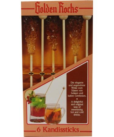 Golden Rocks Rock Candy Sticks Brown 6 pieces