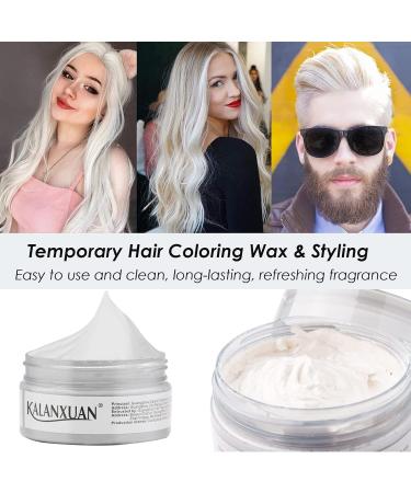 Hair Colour Wax White Hair Spray Temporary Temporary Hair Dye Dye Styling Cream Mud Hair Spray Colour Washable Colour Change Hair Clay for Men Women Instant Styling (White) - Buy Online on GoSupps.com