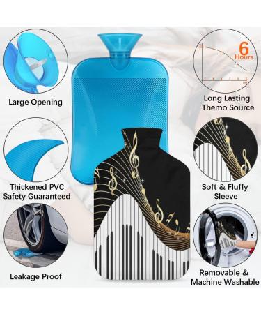 Piano Keyboard Heat Bottle | 2L Hot Water Bottle with Fluffy Cover | Ideal for Kids Men Women | Cozy Nights & Pain Relief | Music Notes Art Design - Buy Online on GoSupps.com