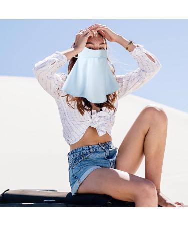 UV Protection Facial Cover for Women | Breathable Cooling Sun Protection Scarf & Neckerchief - Washable & Stylish Blue Face Cover - Buy Online on GoSupps.com