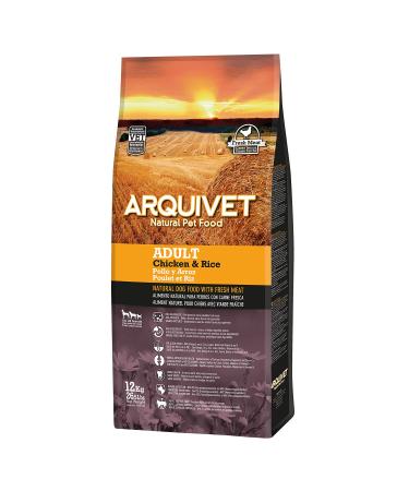 ARQUIVET Adult - Croquettes for adult dogs - Chicken and rice - 12 kg - Natural tolie for adults of all breeds - Dry food for dogs - Highly digestible, gastro-ointments