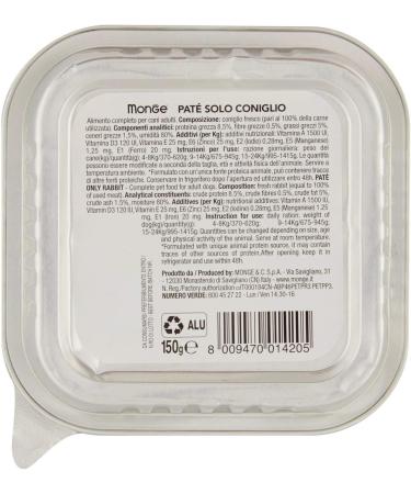 Monge Dog Solo Rabbit 150 g - Buy Online on GoSupps.com