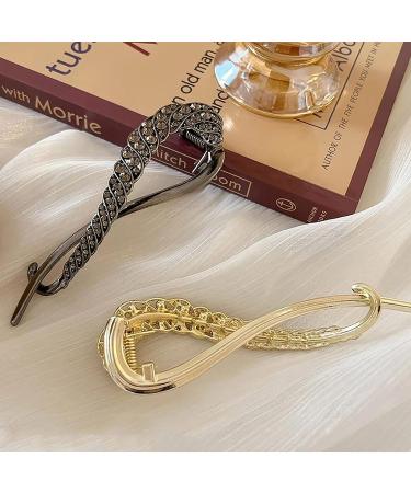 2pcs Rhinestone One Word Hair Clips - Super Flash Twist Hairpin Set - Non Slip Jaw Claws - Buy Online on GoSupps.com