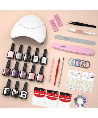 Phoenixy Gel Nail Kit - 10 Colours Starter Kit with 36W UV LED Lamp | Manicure Tools & Nail Polish Set - Perfect Gift for Women - 30 Piece Set - Buy Online on GoSupps.com