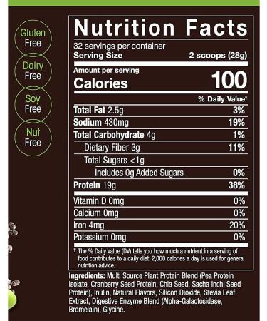 Vanilla Plant Protein Powder: Complete Amino Acid Profile, Non-GMO, Vegan, Raw Blend for Energy Support - 2 Pound - Buy Online on GoSupps.com