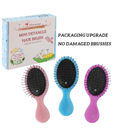 3Pcs Toddler Travel Detangling Hair Brushes - Best Valentine's Day Gift for Women - Small Wet Brush for Baby Kids - Pocket Size Curly Hair Tangle Brush - Pink, Blue, Purple - Buy Online on GoSupps.com