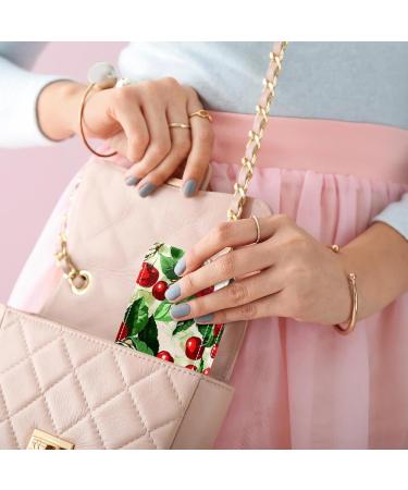 Buy Leather Lipstick Case Organizer with Mirror - Mini Lip Gloss Holder Bag - Fruit Watercolor Cherry Design - Buy Online on GoSupps.com