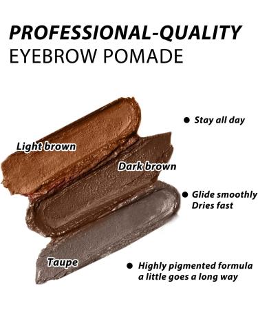 2PCS Eyebrow Pomade Waterproof Eyebrow Cream Brow Pomade Waterproof Smudge Proof Sweat Proof Long Lasting Natural Eyebrow Makeup for All Brow Shapes Light Brown & Taupe - Buy Online on GoSupps.com
