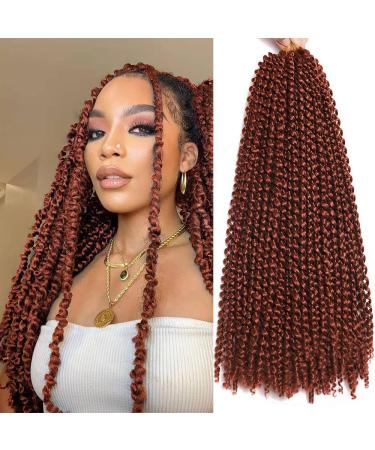 Passion Twist Hair 18 Inch Water Wave Crochet Hair 6 Pcs Copper Red Passion Twists Braiding Hair Long Bohemian Braids Hair Synthetic Extensions (18Inch 350) 18 Inch (Pack of 6) 350