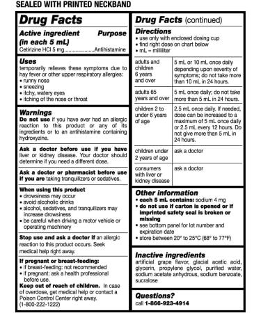 Children's Allergy Medicine Sugar Free Grape Flavor 24-Hour Indoor & Outdoor Antihistamine Kids Oral Solution Syrup for Sneezing Runny Nose & Itchy Eyes 4 fl oz - Buy Online on GoSupps.com