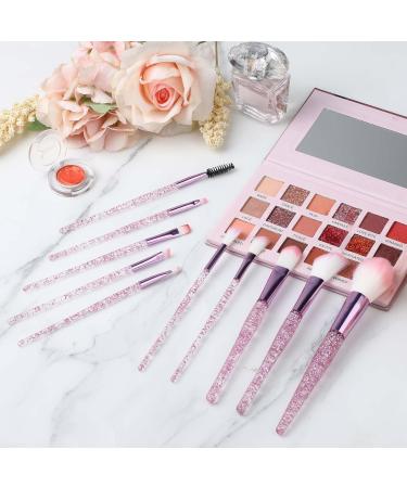 10 PCS Glitter Crystal Makeup Brush Set - Cute Bling Professional Synthetic Brushes for Eyes Lips & Face - Perfect for Women - Shop Internationally - Buy Online on GoSupps.com