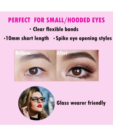 gootrades Short False Eyelashes 10 Pairs - Natural Look, Clear Band, 10mm Small Wispy Cat Eye Lashes for Everyday Wear, Hooded Eyes, Glasses Wearers - Buy Online on GoSupps.com