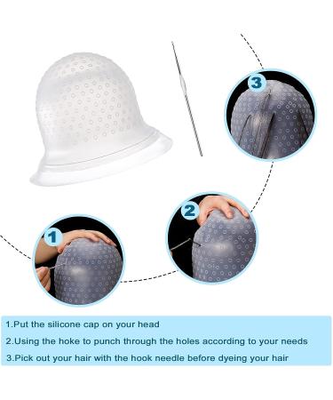 FRIUSATE 2-Piece Silicone Hair Coloring Highlighting Cap Set with Hook, Gloves, and Brush - Salon Quality Hair Highlighting Kit for Women and Men - Buy Online on GoSupps.com