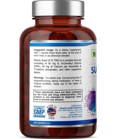 Super B-15 100 Vcaps - Niacin Calcium Choline Inositol DMG TMG | Supports Healthy Oxygen Energy Levels - Buy Online on GoSupps.com