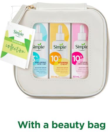 Simple Booster Serum Collection Gift Set With a Small Travel Beauty Bag Face Serums for Her 3 piece - Buy Online on GoSupps.com