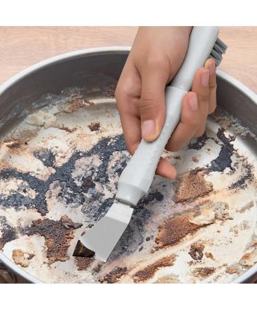 Stove Top Scraper Tool - 2-in-1 Cooktop Cleaning Double Head Scraper with Brush | Non-Slip Household Scraper for Putty and Grease Grime Cleaning for Sinks Faucets Stoves Elbow - Buy Online on GoSupps.com