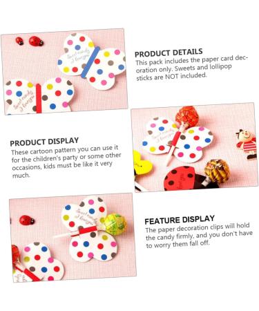  PRETYZOOM PRETYZOOM 150pcs Lollipop Decorative Cards Lollipop Decoration Lollipop Glass Bathroom Shelves Cute Lollipop Card Decoration Party Child Lollipop Card Lollipop - Buy Online on GoSupps.com