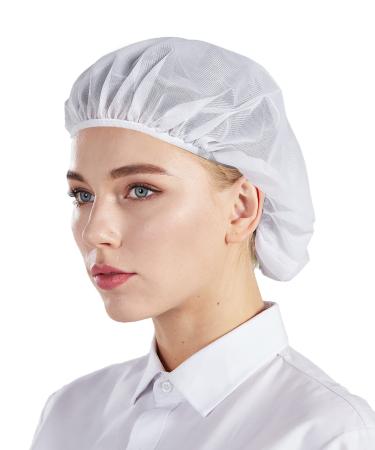 Nanxson 3Pcs Bouffant Caps Food Service Hair Nets Hair Head Cover Net for Factory Kitchen Factory Warehouse Worker CF9047 White One Size