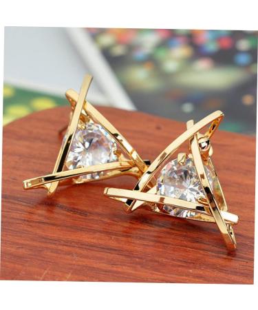 VALICLUD 2 Pairs Golden Color Stud Earring Earrings Copper Earring Creative Earring Birthstone Stud Silver Color Stud Earring Women Earring Silver Ear Cuff Zircon Medium Golden - Buy Online on GoSupps.com