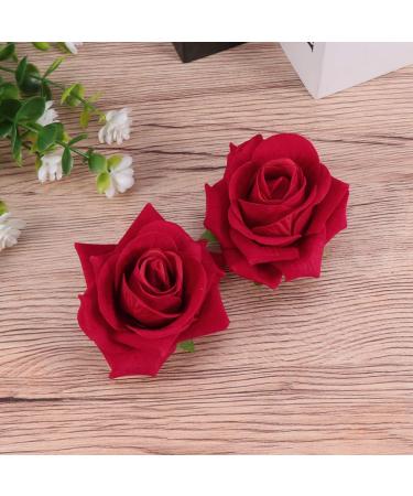 Red Rose Hair Clip Flower Hair Pin Fascinator Artificial Flower Brooch Hairpins Large Rose Red Hair Barrette for Women Girls - Buy Online on GoSupps.com